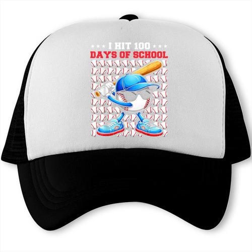 I Hit 100 Days Of School Baseball Player Kids Boys Son Trucker Cap - Sportilla