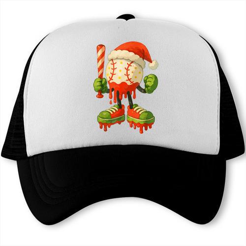 Ice Cream Drip Baseball Christmas Baseball Drip Candy Cane Trucker Cap - Sportilla