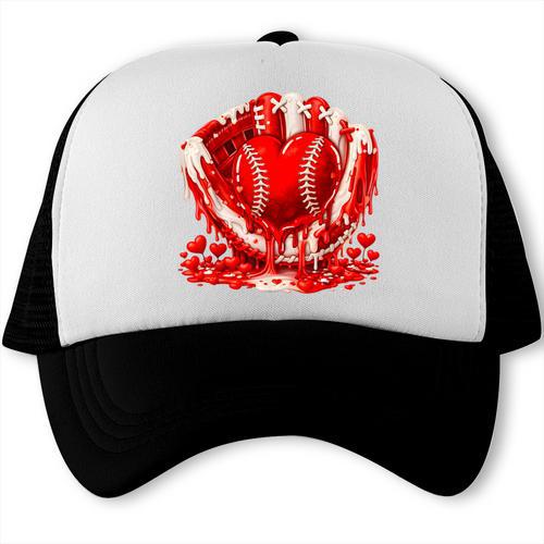 Ice Cream Drip Heart Valentines Day Baseball Boys Youth Kids Trucker Cap - Sportilla