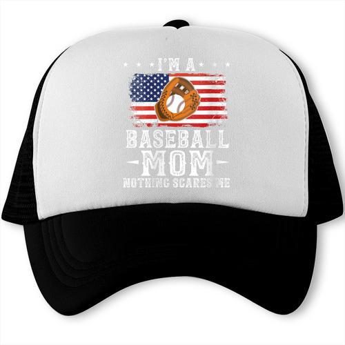 I'm a Baseball Mom Nothing Scares Me Baseball Trucker Cap - Sportilla