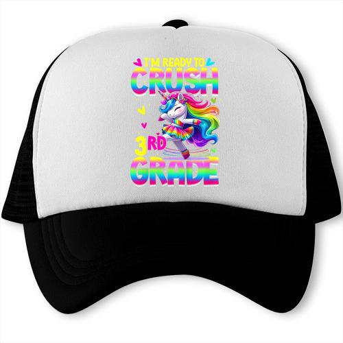 I'm Ready To Crush 3rd Grade Back To School Dancing Unicorn Trucker Cap - Savourry