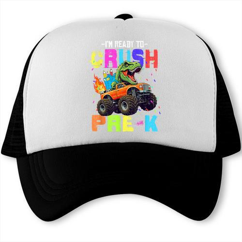 I'm Ready To Crush Pre-k Dinosaur Truck Back To School Boys Trucker Cap - Savourry