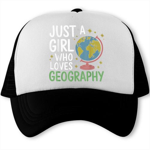 Just a Girl Who Loves Geography Back To School Kids Girls Trucker Cap - Savourry