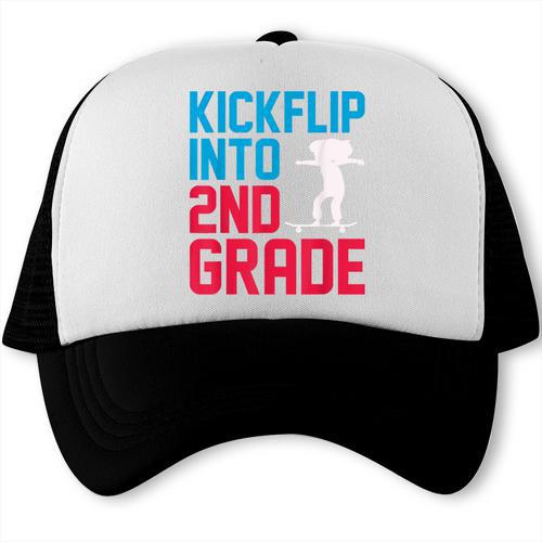 Kickflip Into 2nd Grade Skateboard Lover Back To School Trucker Cap - Savourry