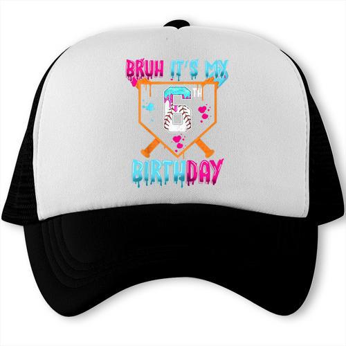 Kids Baseball Drip Bruh It's My 6th Birthday Boy Ice Cream Drip Trucker Cap - Sportilla