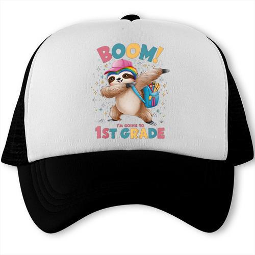 Kids Boom I'm Going To 1st Grade Dabbing Sloth For Back To School Trucker Cap - Savourry