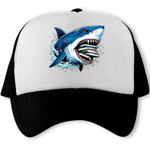 Kids Shark With School Books Back To School Shark Lovers Trucker Cap - Savourry