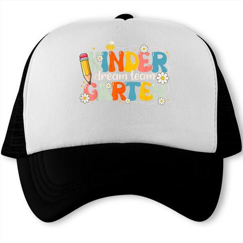 Kindergarten Dream Team Groovy Retro Children Back To School Trucker Cap - Savourry
