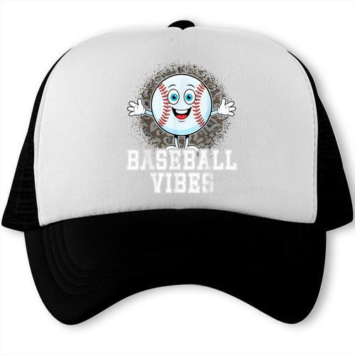 Leopard Baseball Vibes Game Day Softball Life Mom Trucker Cap - Sportilla