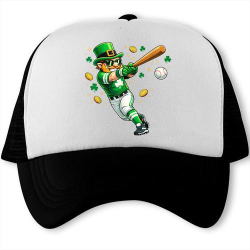 Leprechaun Play Baseball St Patrick's Day Men Kid Boys Trucker Cap - Sportilla