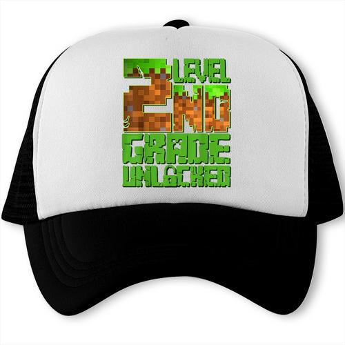 Level 2nd Grade Unlocked Game Pixel Kids Boy Back To School Trucker Cap - Savourry
