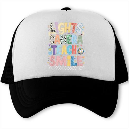 Lights Camera Teach Smile Back To School Awesome Learners Trucker Cap - Savourry
