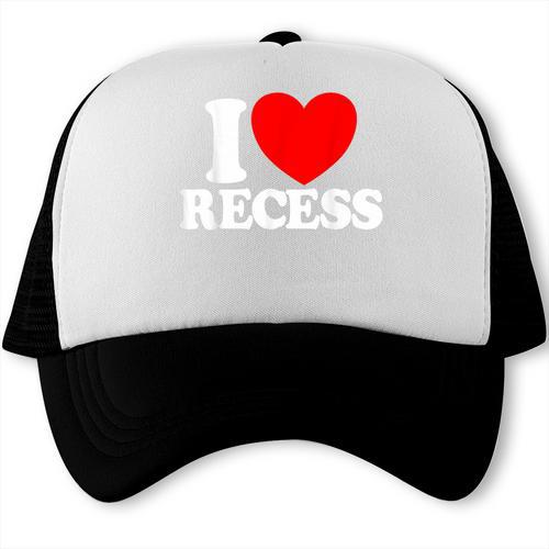 I Love Recess Red Heart Back To School Kids Recess Trucker Cap - Savourry
