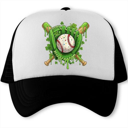 Lucky Shamrock Baseball Gloves Drip St Patrick's Day Boys Trucker Cap - Sportilla
