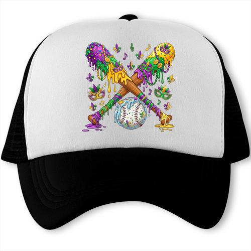 Mardi Gras Baseball Drip Shirt Cool Dripping Baseball Drip Trucker Cap - Sportilla