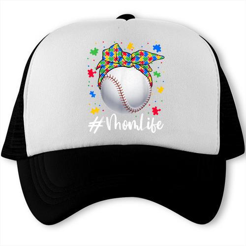 Messy Ball Puzzle Baseball Mom Life Autism Awareness Month Trucker Cap - Sportilla