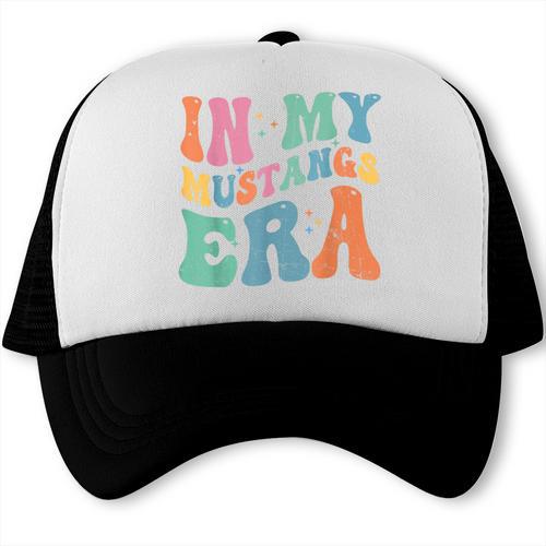 In My Mustangs Era Back To School Spirit Game Retro Groovy Trucker Cap - Savourry