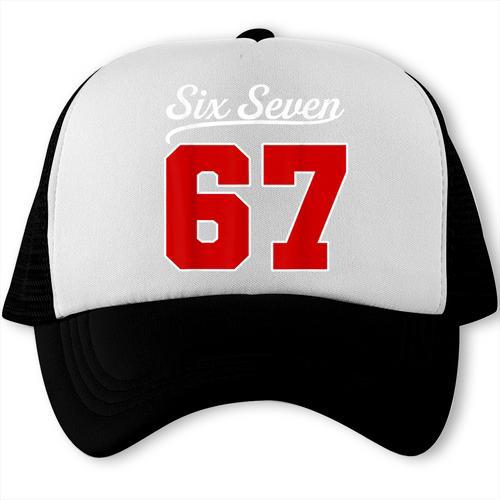 Number 67 Numbered Six Seven Baseball Jersey Style Team 67 Trucker Cap - Sportilla