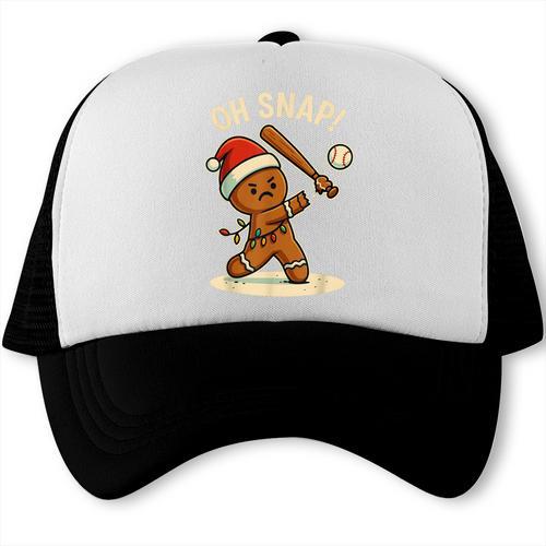 Oh Snap Gingerbreadman Baseball Christmas Men Boys Toddlers Trucker Cap - Sportilla