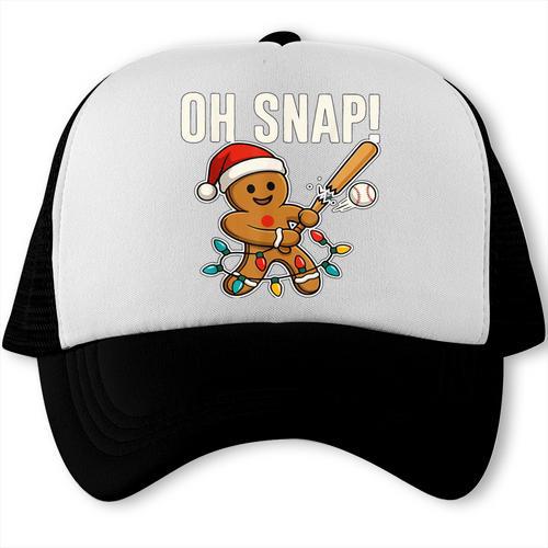 Oh Snap Gingerbreadman Christmas Baseball Humor Trucker Cap - Sportilla