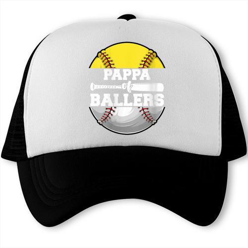 Pappa Of Ballers Softball Baseball Dad Trucker Cap - Sportilla