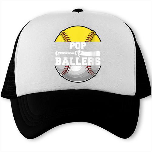 Pop Of Ballers Softball Baseball Dad Trucker Cap - Sportilla