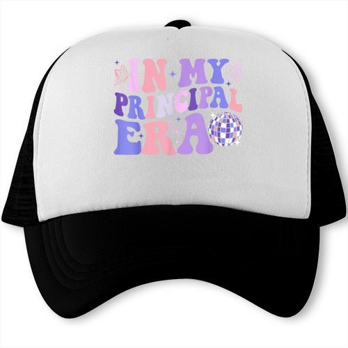 In My Principal Era Groovy School Principal Back To School Trucker Cap - Savourry