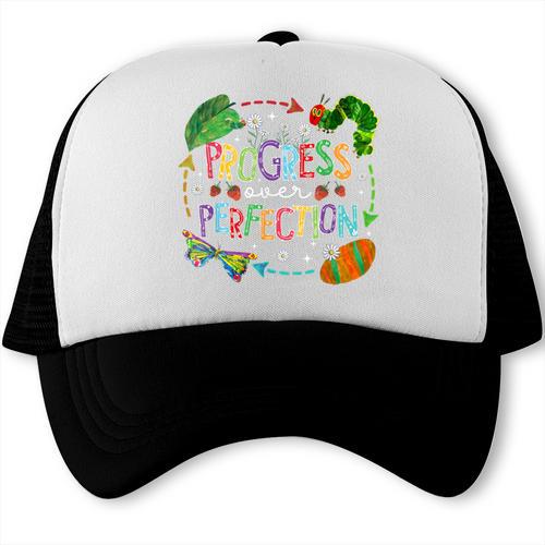Progress Over Perfection Back To School Tee Trucker Cap - Savourry
