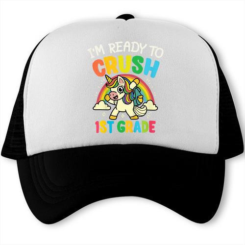 Ready For 1st Grade Unicorn First Day Back To School Student Trucker Cap - Savourry
