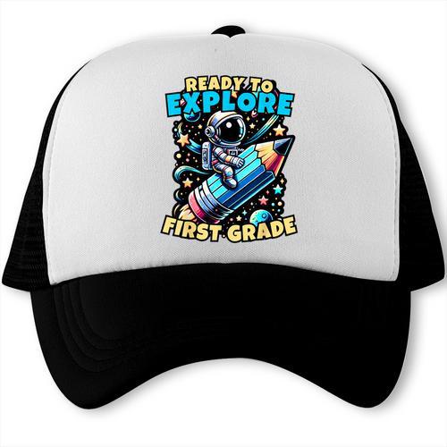Ready To Explore 1st Grade Kids Astronaut Back To School Trucker Cap - Savourry