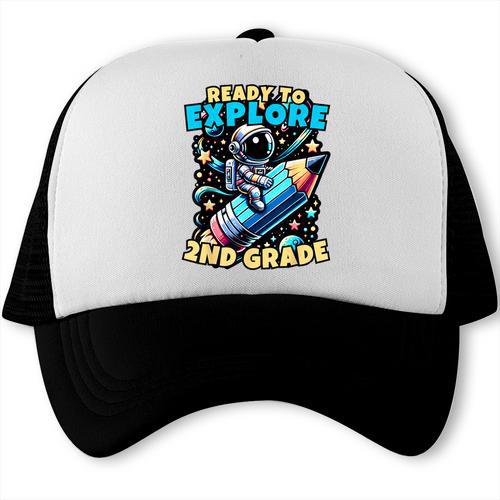 Ready To Explore 2nd Grade Kids Astronaut Back To School Trucker Cap - Savourry