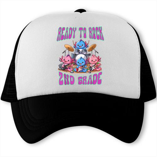 Ready To Rock 2nd Grade Back To School Axolotl 2024 School Trucker Cap - Savourry