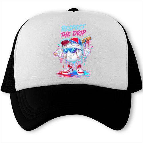 Respect The Drip Baseball Bat Sunglasses Mascot Trucker Cap - Sportilla