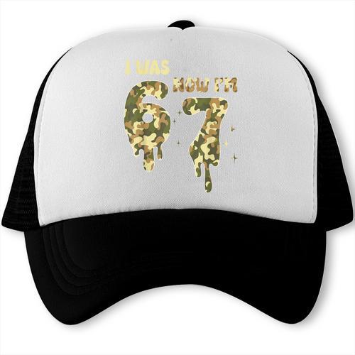 Retro I Was 6 Now I'm 7 Camo 67 Ice Cream Drip Baseball Trucker Cap - Sportilla