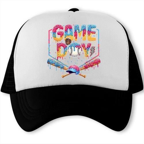 Retro Game Day Baseball Ice Cream Drip For Men Boy Kids Trucker Cap - Sportilla