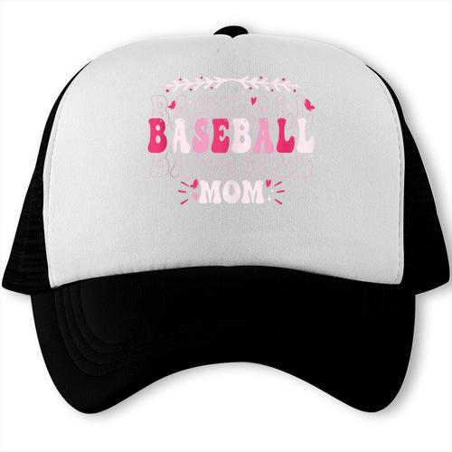 Retro Groovy Baseball Mom Proud Baseball Mom Trucker Cap - Sportilla