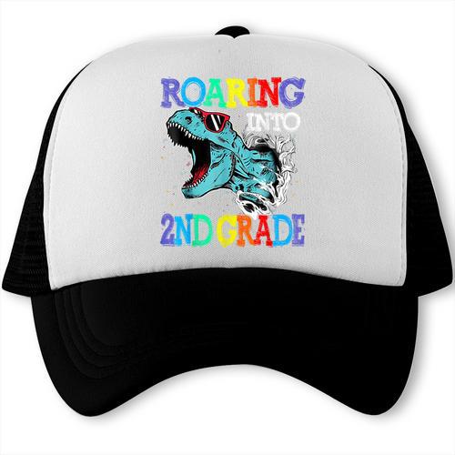 Roaring Into 2Nd Grade Dinosaur T Rex Back To School Trucker Cap - Savourry