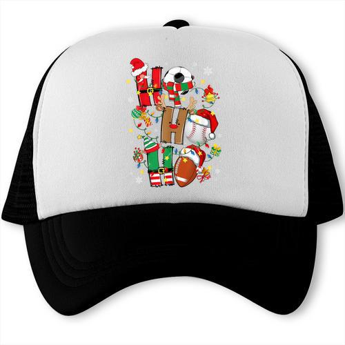 Santa Baseball Football Soccer Pajamas Ho Ho Christmas Xmas Trucker Cap - Sportilla