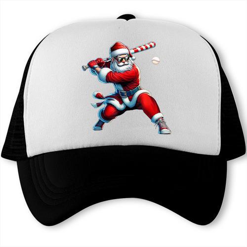 Santa Playing Baseball Men Boys Christmas Baseball Player Trucker Cap - Sportilla