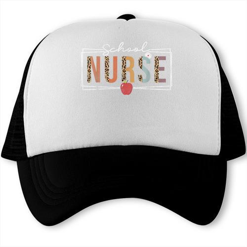 School Nurse Leopard Women School Nurses Back To School Trucker Cap - Savourry