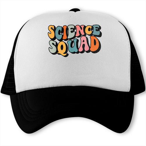 Science Squad Retro Groovy Back To School Matching Teaching Trucker Cap - Savourry