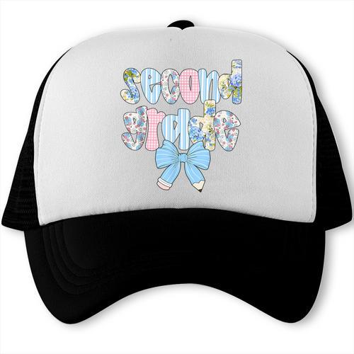 Second Grade Coquette Bow Pencil First Day Back To School Trucker Cap - Savourry