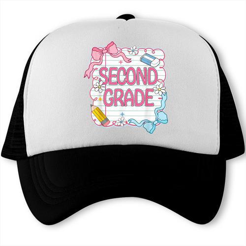 Second Grade Girls Kids Back To School Girls Coquette Bows Trucker Cap - Savourry