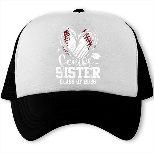 Senior Sister Class Of 2026 Baseball Graduation Heart Trucker Cap - Sportilla