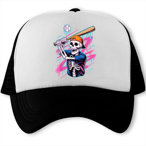 Skeleton Baseball Drip Boy Youth Dripping Baseball Halloween Trucker Cap - Sportilla