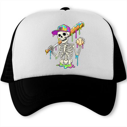 Skeleton Baseball Drip Boys Ice Cream Drip Youth Baseball Trucker Cap - Sportilla