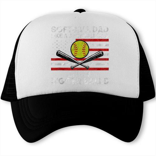 Softball Dad Like a Baseball Dad But Bigger Balls Father Day Trucker Cap - Sportilla