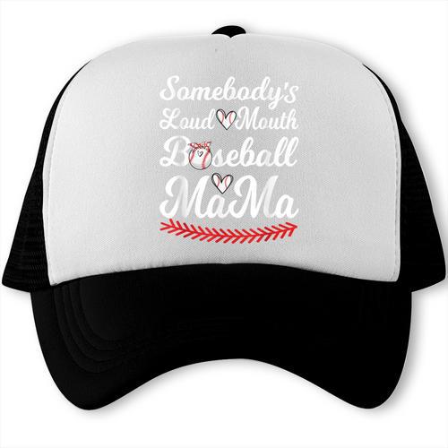 Somebody's Loudmouth Baseball Mom Mothers Day Baseball Trucker Cap - Sportilla