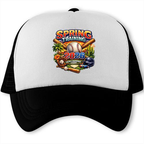 Spring Training 2026 Baseball Fan Retro Palm Cactus Trucker Cap - Sportilla