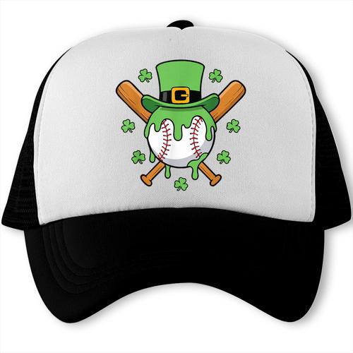 St Patricks Day Baseball Drip Ice Cream Baseball Home Plate Trucker Cap - Sportilla